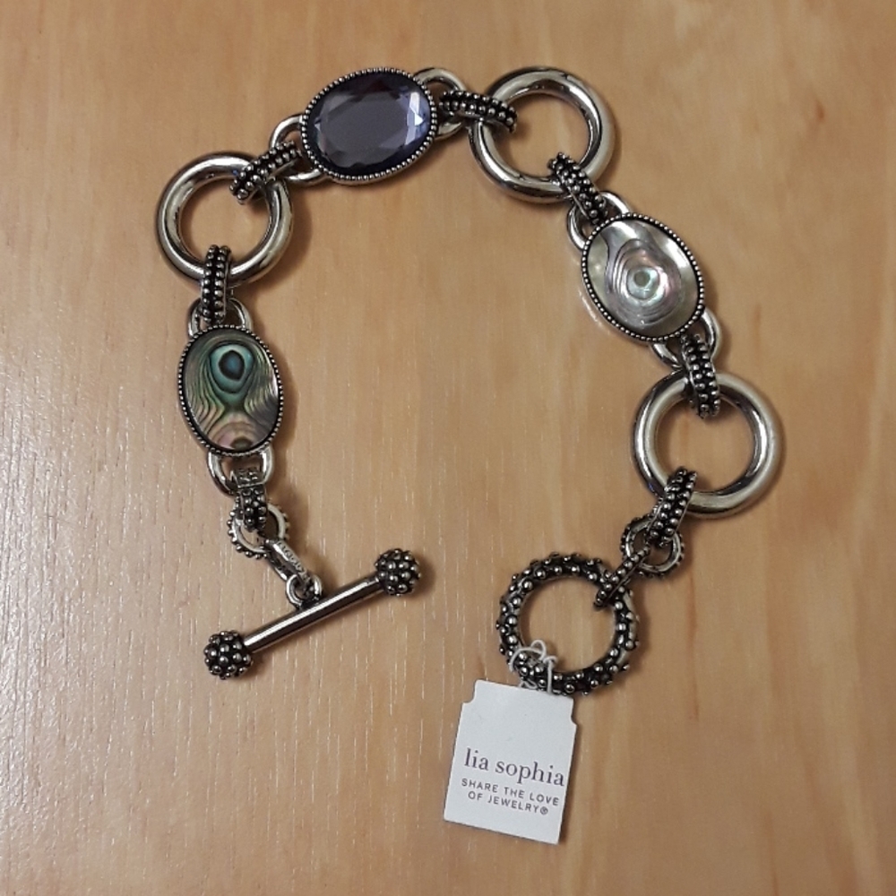 NWT, Lia Sophia Abalone and Crystal Epiphany Bracelet